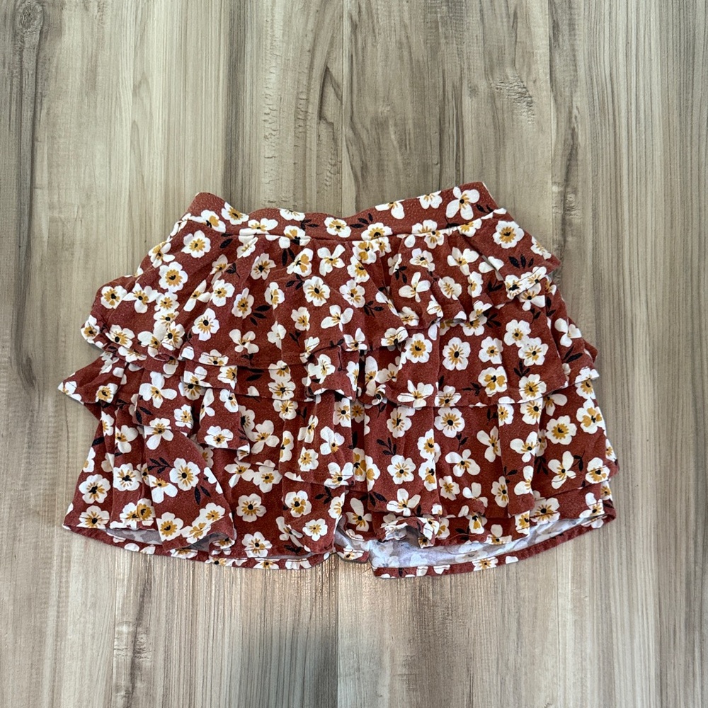 Little Sleepies Mocha Blossoms 5T Floral Ruffle Skirt